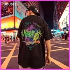 ストリート系　オーバーサイズ Tシャツ　ブラック　カッコいい　メンズ