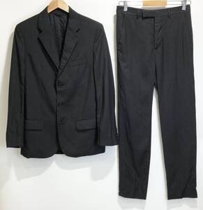 ITALY製 HELMUT LANG スーツ 上下セットアップ 3B テーラードジャケット スラックス ウール シルク ブラック ヘルムートラング 44■1218K②