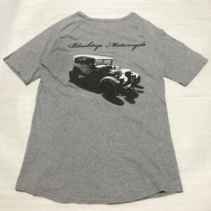 【日本製】blacktop motorcycle BTMC ブラックトップモーターサイクル バックプリントポケットTシャツ S 半袖カットソー バイカー ライダー