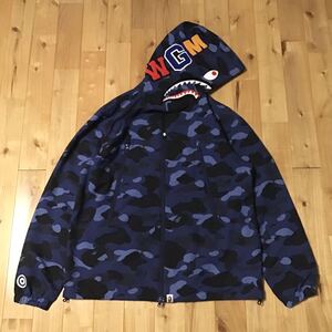 Blue camo shark zip hoodie jacket Lサイズ a bathing ape BAPE シャーク パーカー ジャケット エイプ ベイプ アベイシングエイプ yi18