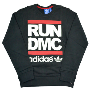 国内正規品 未使用 【アディダス オリジナルス x RUN DMC】 1980年代復刻 クルーネック スウェット トレーナー ADIDAS ORIGINALS 黒 XS