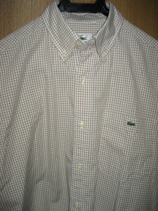 LACOSTE(ラコステ)ギンガムチェック ボタンダウン半袖シャツ サイズ3 