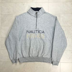 【人気】NAUTICA ノーティカ ハーフジップスウェットシャツ トレーナー プルオーバー メンズ Sサイズ 古着 裏起毛 C-222