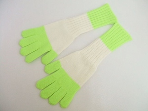 EZ DO by EACH TIME 新品 Border Gloves サイズS ニット手袋 グローブ 5本指 イエロー ホワイト イーチタイム 1-0311T F83037