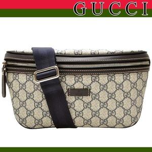 新品 新古 付属 グッチ GUCCI アイコン ＧＧ総柄 PVC 加工 ボディバッグ レザー 本革 部位メンズ 兼用 バッグ ウエストバッグ イタリア製