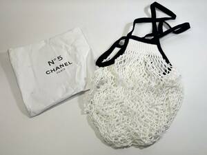 未使用 CHANEL シャネル N°5 コットン100% ハンドバッグ メッシュバッグ トートバッグ ホワイト系×ブラック系