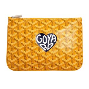 （新品・未使用品）ゴヤール GOYARD セナ PM マーカージュ クラッチバッグ ポーチ ヘリンボーン ゴヤールディンキャンバス レザー イエロー