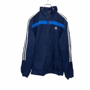 adidas ジップアップナイロンジャケット Mサイズ アディダス トラックジャケット ネイビー 古着卸 アメリカ仕入 t2201-4317