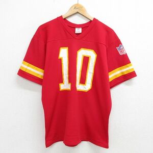 XL/古着 ローリングス 半袖 ビンテージ フットボール Tシャツ メンズ 80s NFL カンザスシティチーフス 10 大きいサイズ Vネック 赤 レッド