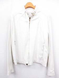 ！極上のお品！【ブリオーニ Brioni】最高級ラムレザー シングルライダースジャケット (メンズ) size50 ホワイト系 イタリア製■17HR3754■