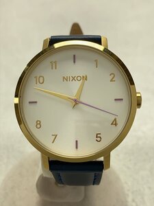 NIXON◆腕時計/アナログ/レザー/WHT/NVY//