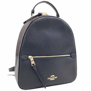 1円 ■ 新品同様 コーチ リュック F76622 ブラック×ブラウン系 PVC×レザー 普段使い COACH ■E.Bugl.tI-23