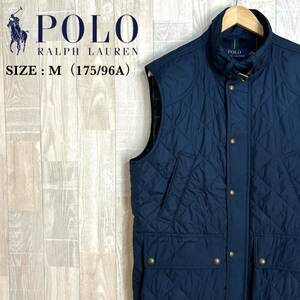 M3732 POLO RALPH LAUREN ポロラルフローレン 中綿入りベスト　Mサイズ　175/96A ネイビー　ボタン　フルジップ　中綿ポリ　アウター