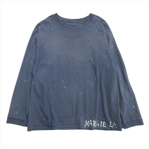 美品 24ss メゾンマルジェラ 1 10 Maison Margiela 1 10 ヴィンテージ加工 ロング Tシャツ カットソー 長袖 L ネイビー メンズ レディース