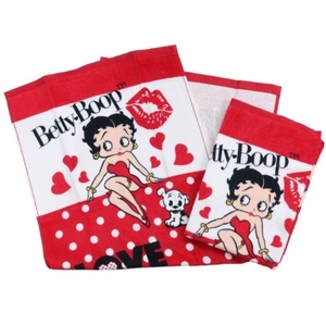 ◆新品　ベティブープ　ベティさん　プリントロングタオル2枚セット　フェイスタオル　No1　ハートドット　Betty Boop