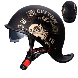 ハーフヘルメット 半ヘルメット ダックテールヘルメット 半帽ヘルメット 耐衝撃性 超軽量 男女兼用 ハーフヘルメットサイズ：M