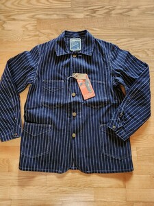 新作　送料込★東洋 HEAD LIGHT ヘッドライト HD15647 8oz SPECIAL WOVEN STRIPE DENIM WORK COAT ワークコート カバーオール 40