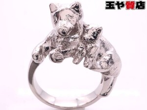 美品 犬 親子 デザインリング 9号弱 pt900 プラチナ