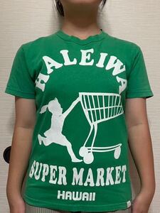 【送料無料】フリーサイズ　HALEIWA ハレイワスーパーマーケット　Tシャツ　グリーン　ハワイ　150 160 S