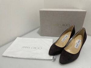 D(0117y10) JIMMY CHOO ジミーチュウ パンプス スウェード レディース 34 ブラウン色系 ヒール 箱付 142MATCHA ★保管品