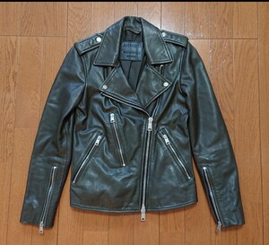 UK2 美品 ALLSAINTS ELVA BIKER オールセインツ レザージャケット ダブル ライダースジャケット バイカージャケット ALL SAINTS グレー