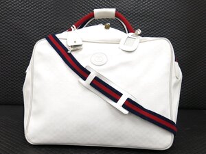 美品◆GUCCI オールド グッチ◆マイクロGGスプリーム◆シェリー◆PVC レザー 本革◆2way ボストン バッグ◆白 G金具◆ヴィンテージ◆A8910