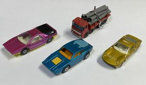 昭和レトロ 当時物 マッチボックス パイプ トラック/ランボルギーニ ミウラ/アルファ カラボ/SAAB SONETT Ⅲ 計4台 MATCHBOX