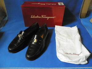 美品◆サルヴァトーレ・フェラガモ(Salvatore Ferragamo) ビットローファー 7 1/2EE(25.0~25.5cm相当)◆黒(ブラック) レザーソール