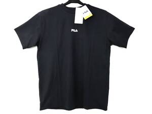 【未使用タグ付】FILA バックプリントストレッチ半袖Tシャツ UVカット Mサイズ ブラック 黒 紫外線遮蔽率90%以上 フィットネス ジム フィラ