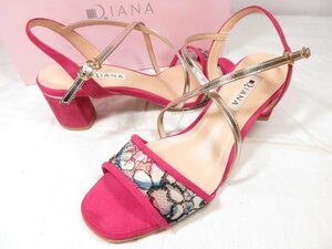 HH超美品 【DIANA ダイアナ】 EM55235 クロスストラップサンダル ヒール 靴 (レディース) size25 ビビットピンク系 ●18LZ4155●