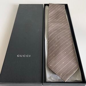 グッチ（GUCCI）ベージュストライプG柄ネクタイ