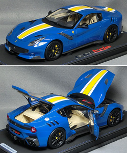 1/18 スケール　フェラーリ F12 TDF（Azzurro Dino / Yellow Stripe）*ダイキャスト製　*品番BBR182100A1DIE　*BBR製　　　*06