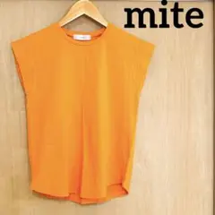 mite ミテ　ノースリーブ　カットソー　シンプル　ロゴ　オレンジ　袖なし