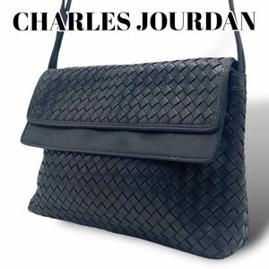 美品　シャルルジョダン　CHARLES JOURDAN レザーバッグ　編み込みバッグ　ショルダーバッグ　