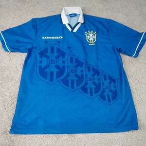 90s UMBRO アンブロ サッカー ブラジル代表 アウェイ ユニフォーム #10 Lサイズ 青 94年 ワールドカップ サッカーシャツ フットサル