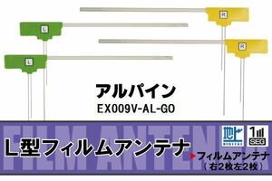 L型 フィルムアンテナ 4枚 地デジ ワンセグ フルセグ アルパイン ALPINE 用 EX009V-AL-GO 対応 高感度 受信 汎用 補修用