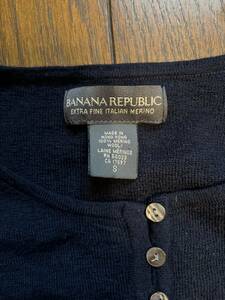 BANANA REPUBLIC【バナリパ】ヘンリーネック/薄手ハイゲージニット*SIZE=S*ネイビー