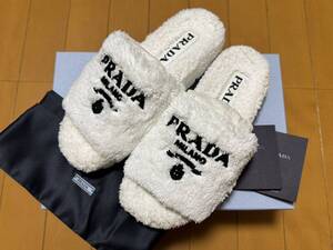 国内正規品 PRADA テリークロススライドサンダル ホワイト 『35』 新品未使用 プラダ 22cm