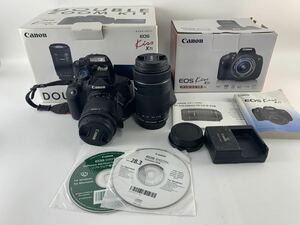 1000円~■★通電確認のみ★Canon キャノン EOS Kiss X7i デジタル一眼レフカメラ EF-S 18-55mm 55-250mm★okoy2696846-260★t9374