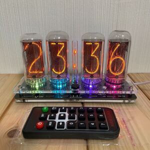 大型ニキシー管時計 IN-18 4桁 リモコン付き 本物のNIXIE CLOCK 置き時計