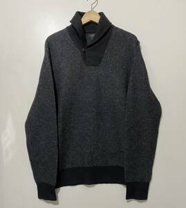 ● J.CREW ショールカラー ウールニット セーター 黒 ブラック L プルオーバー トップス メランジカラー ジェイクルー 古着