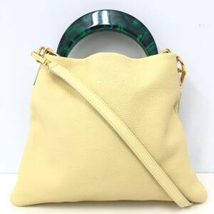 1円 MARNI マルニ ベニス ホーボー Lether Venice Hand Bag HOBO ショルダーバッグ 2way ハンド1円 バッグ レザー イエロー系