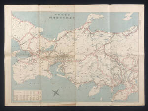 ●古地図●『中部日本交通地図』1枚 大正12年 新愛知付録 路線図 未成線●戦前 古書 鉄道 郷土資料