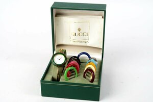 【美品】GUCCI グッチ 11/12.2 ベゼルウォッチ 12色 白文字盤 レディース 腕時計 箱付き 動作確認済み【RK96】