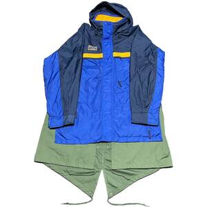 Awesome Boy × ichiryu made REMAKE MOUNTAIN MODS COAT ネイビー×カーキ XLサイズ モッズコート Columbia LL Bean コロンビア LLビーン