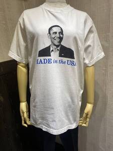 USA製 00s BAYSIDE アメリカ大統領 バラク オバマ 出生証明書 ボスサイド プリント Tシャツ ユニセックス レア 珍品 美品