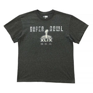 【期間限定SALE】USA 古着 半袖 NFL SUPER BOWL XLIX アメフト プリント Tシャツ チームアパレル メンズL グレー 古着卸 激安 BA1481