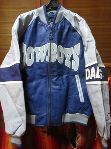 超希少 dead stock MIRAGE NFL Dallas Cowboys 80s 90s ビンテージ ALL レザー スタジャン ■ スタジアム ジャケット フルデコ Raiders