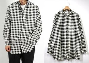 MARKA マーカ WIDE SPREAD COLLAR SHIRTS GHINGAM CHECK POPLIN オーバーサイズ ギンガムチェックシャツ 2 ブラック 黒 長袖シャツ DA5088