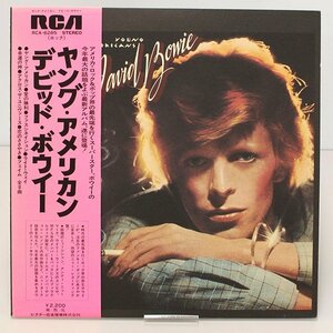 《帯付・中古》David Bowie デビット・ボウイ LPレコード 12インチ ヤング・アメリカン RCA-6285 日本盤 盤両面にキズあり（西）